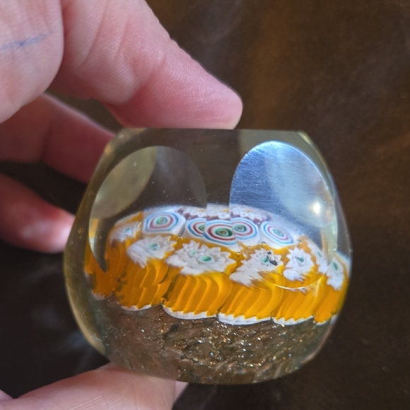 Green And Clear and Yellow Mellifori Style Glass Art - Picture 5 of 6